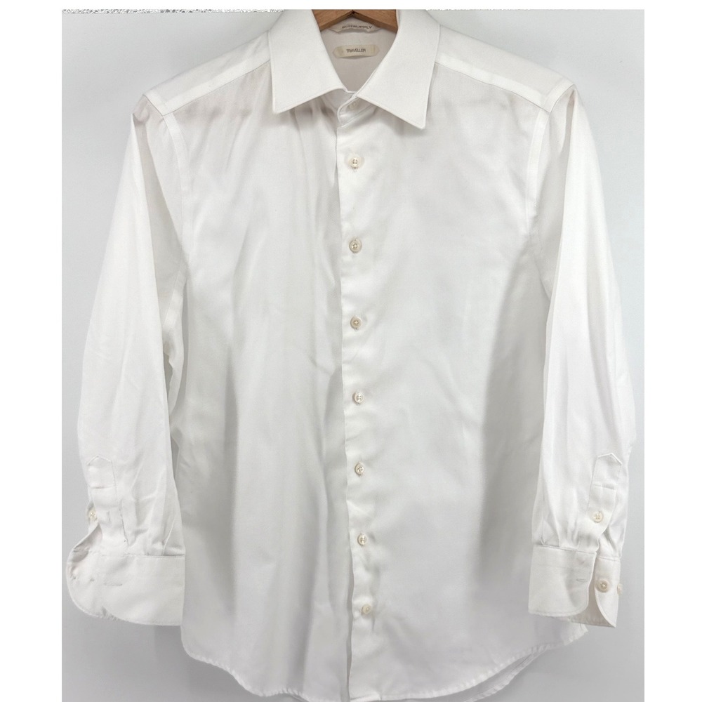 Suitsupply Traveller Dress Shirt Mens 15 38 White Ctn Slim Fit Button Up 916/17
